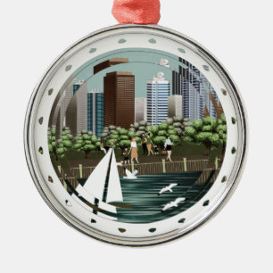 Städtische Landschaft Ornament Aus Metall
