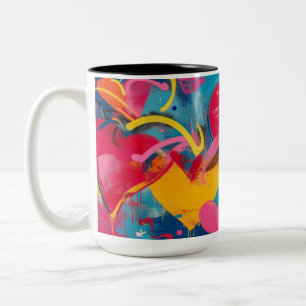Städtische Liebe: Graffiti-Herzen Zweifarbige Tasse