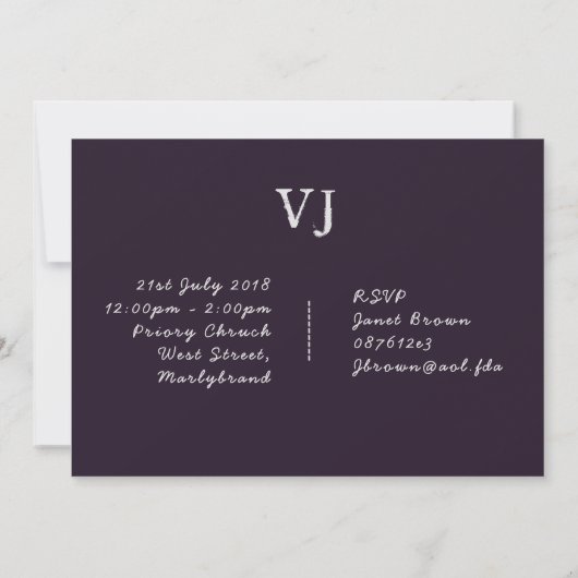 Städtische Lila Orangefarbene Hochzeitsfeiern Einladung (Rückseite)