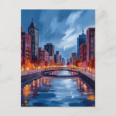 Städtische Nächte Aquarellmalerei Postkarte (Vorderseite)