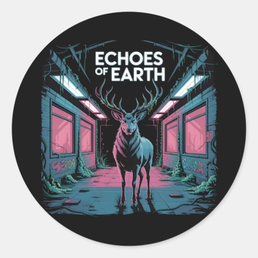 Städtische Natur Hirsch - Design der Surreal Stree Runder Aufkleber (Vorderseite)