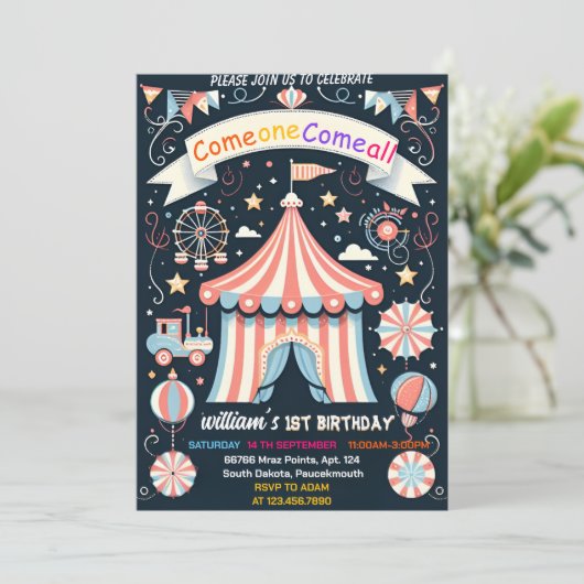 Städtische niedliche Kids Karneval Circus Show 1. Einladung (Stehend Vorderseite)