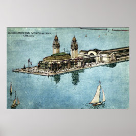 Städtische Pier Chicago Illinois Postcard 1925 Poster