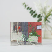 Städtische Reisen Grünes Fahrrad Wasserfarbe Postkarte (Stehend Vorderseite)