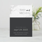 STÄDTISCHE SCHWARZE UND WEISSE MARMOR-SAVE THE DAT DANKESKARTE (Stehend Vorderseite)