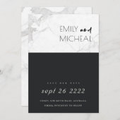 STÄDTISCHE SCHWARZE UND WEISSE MARMOR-SAVE THE DAT DANKESKARTE (Vorne/Hinten)