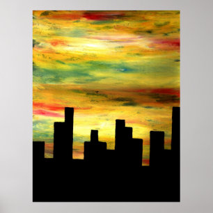 städtische Silhouette Poster