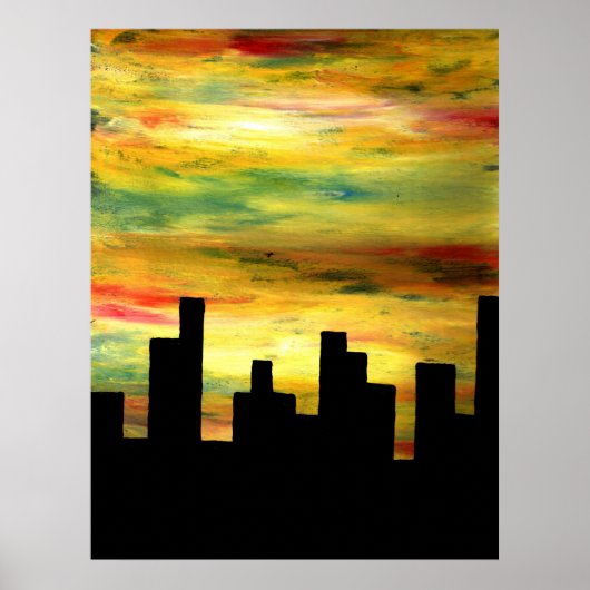 städtische Silhouette Poster (Vorne)