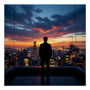 Städtische Sonnenuntergangsreflexionen Poster