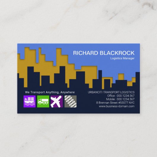 Städtische Stadtskyline-Silhouette-Logistik Visitenkarte (Vorderseite)
