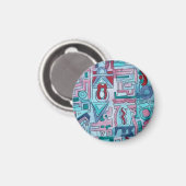 Städtische Straße Zwei-Funky-Abstrakt Geometrische Magnet (Vorderseite/Rückseite)