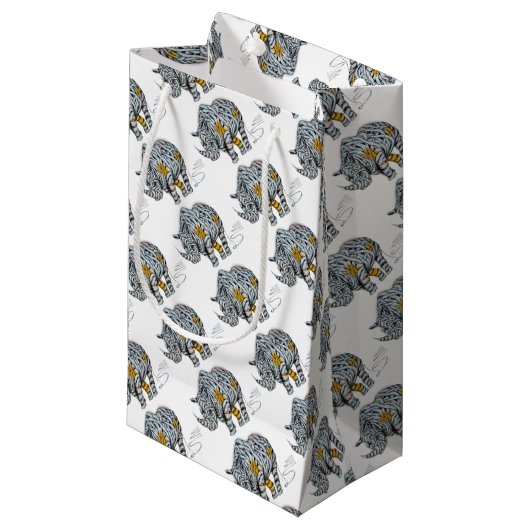 Städtische Straßen-Kunst: Band-Nashorn Kleine Geschenktüte (Vorderseite Schrägansicht)