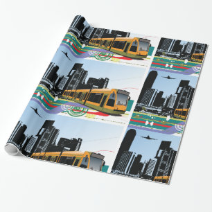 Städtische Straßenbahn-Transportkunst Geschenkpapier