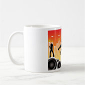 Städtische Tanzparty-Silhouette mit Lautsprechern Kaffeetasse (Links)