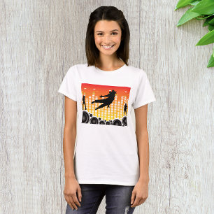 Städtische Tanzparty-Silhouette mit Lautsprechern T-Shirt