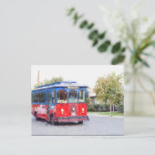 Städtische Trolley Watercolor Postkarte (Stehend Vorderseite)