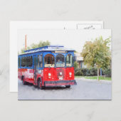 Städtische Trolley Watercolor Postkarte (Vorne/Hinten)
