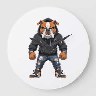 Städtischer Alpha-Bulldogge � Street-Style-Maskott Große Wanduhr