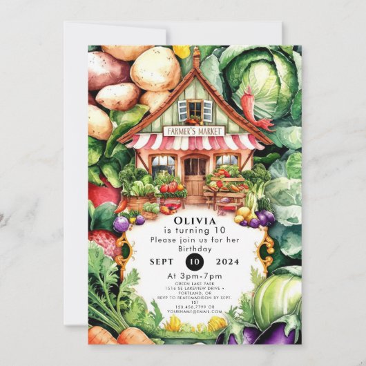 Städtischer Bauer Markt Geburtstag Einladung (Vorderseite)
