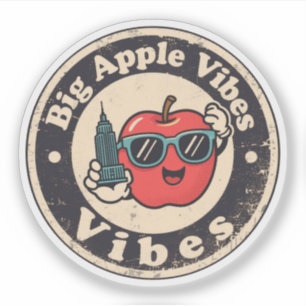 Städtischer Charme_ New York Apfel im Vintage-Stil Aufkleber