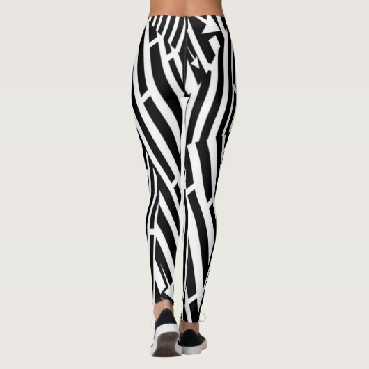 Städtischer ElementB&W abstrakter Zebra Stripes Leggings (Rückseite)