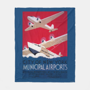 Städtischer Flughafen-Vintages Plakat New York Fleecedecke