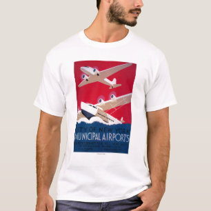 Städtischer Flughafen-Vintages Plakat New York T-Shirt