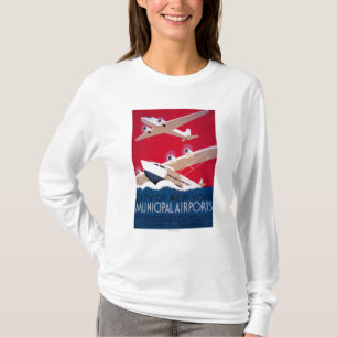 Städtischer Flughafen-Vintages Plakat New York T-Shirt