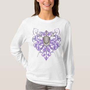 Städtischer lila Schwerter-Fechtenmasken-Frauen T-Shirt