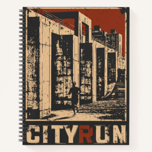 Städtischer Runner Cyberpunk City Design Notizblock