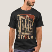 Städtischer Runner Cyberpunk City Design T-Shirt (Vorderseite)