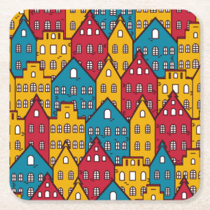 Städtisches Abstrakt: Vintage-Stadtmuster Rechteckiger Pappuntersetzer