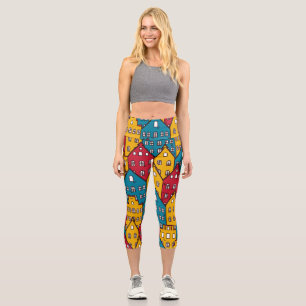 Städtisches abstrakt: Vintages Stadtbild Capri Leggings