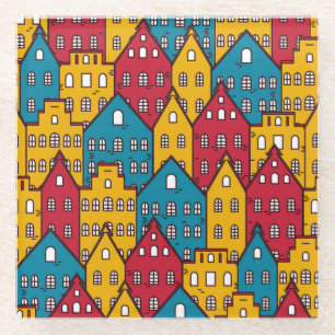 Städtisches abstrakt: Vintages Stadtbild Glasuntersetzer