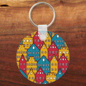 Städtisches abstrakt: Vintages Stadtbild Schlüsselanhänger (Rückseite)