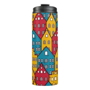 Städtisches abstrakt: Vintages Stadtbild Thermosbecher