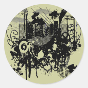 Städtisches Chaos Runder Aufkleber