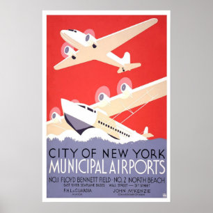 Städtisches Flughafen-Plakat Stadt New York Poster