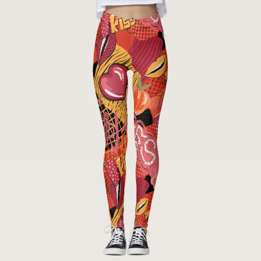 Städtisches Graffiti-Straßenkunstmuster Leggings (Vorderseite)