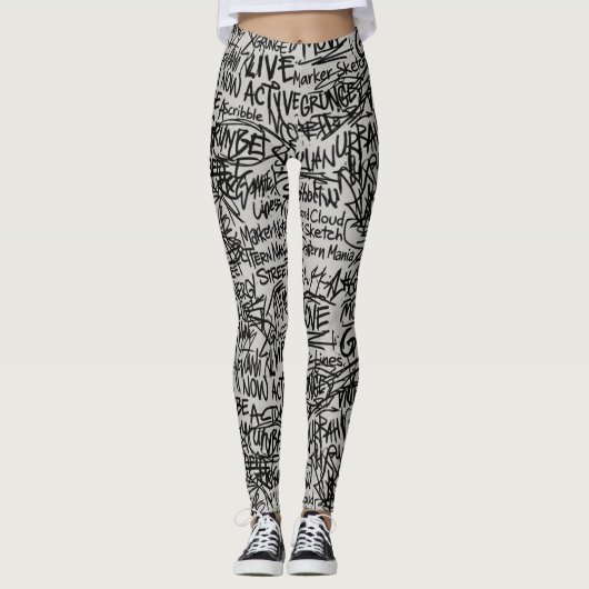 Städtisches Grunge-Gekritzel Leggings (Vorderseite)