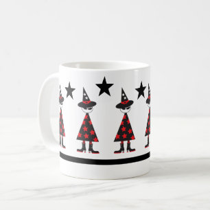 Städtisches Halloween-Hexen-Sternmuster Rot Schwar Kaffeetasse