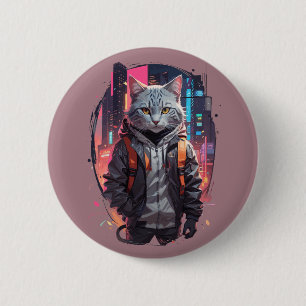 Städtisches Katzendesign Button