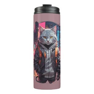 Städtisches Katzendesign Thermosbecher