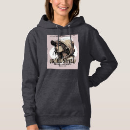 STÄDTISCHES MÄDCHEN MIT KOPFHÖRERN HOODIE
