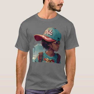 Städtisches Mädchen mit Sonnenbrille vintage T-Shirt