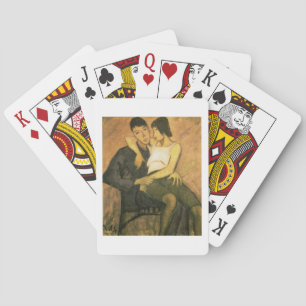 Städtisches Paar, 1920 (Öl auf Leinwand) Spielkarten