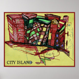 STADTISLAND rot Poster