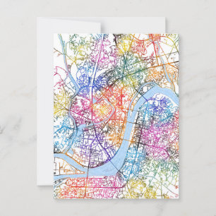 Stadtkarte Pjöngjang Nordkorea Postkarte