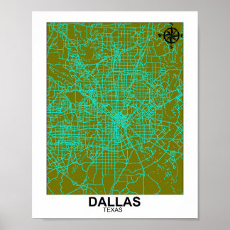 Stadtkarte von Dallas Poster
