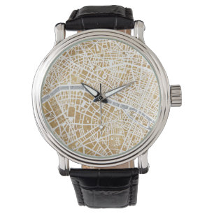 Stadtkarte von Gilded Paris Armbanduhr